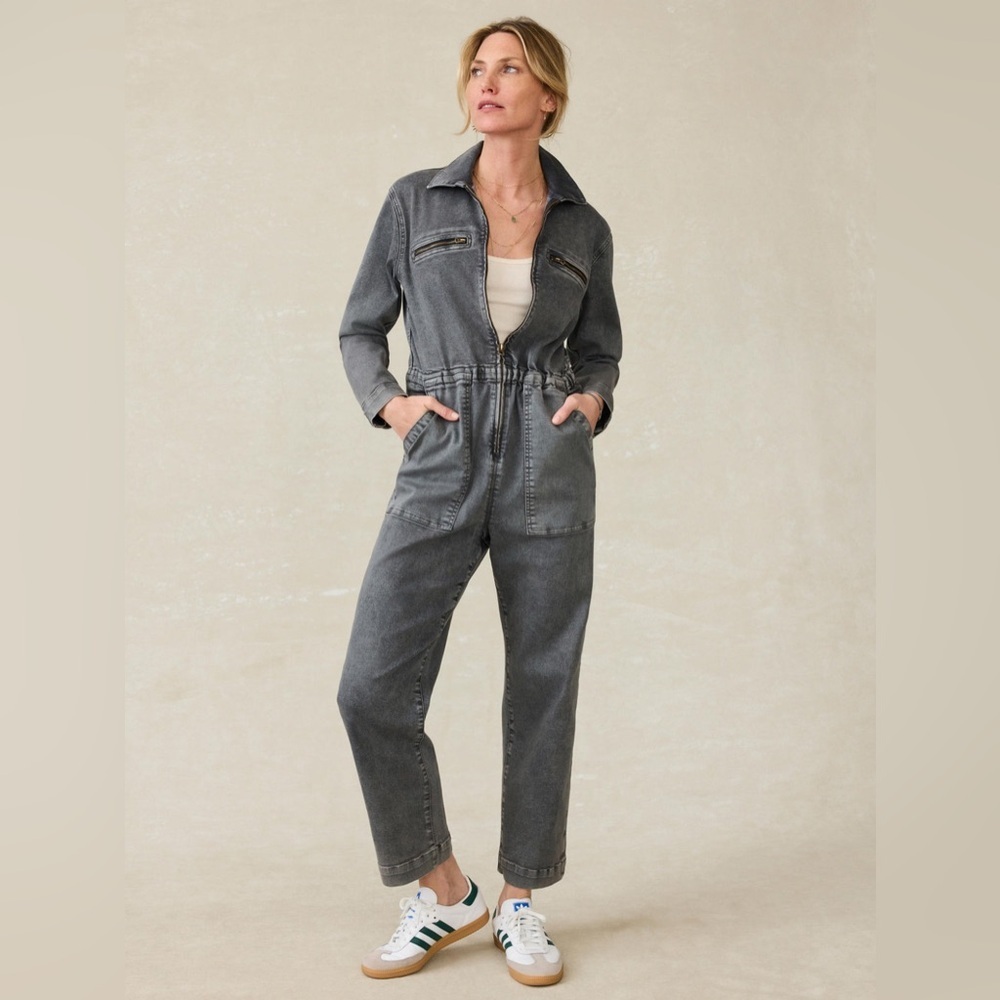 FAHERTY 10 Utility Military ORGANIC COTTON Streetwear Denim Jeans Jumpsuit BlK